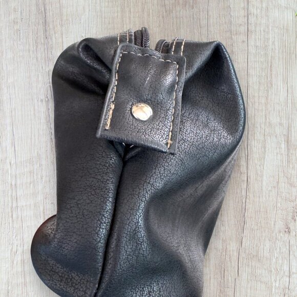 T. HARRIS Black Leather Essential Travel Toiletry Bag Shaving Toiletries Bag - Picture 5 of 6